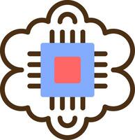 Cognitive Computing Color Filled Icon vector
