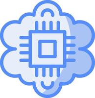 Cognitive Computing Line Filled Blue Icon vector