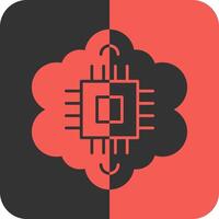 Cognitive Computing Red Inverse Icon vector