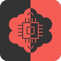 cognitivo informática rojo inverso icono vector