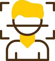 Facial Recognition Yellow Lieanr Circle Icon vector