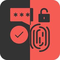 Biometric Security Red Inverse Icon vector