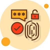 Biometric Security Filled Shadow Circle Icon vector