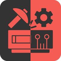 Data Mining Red Inverse Icon vector