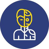 Humanoid Robot Dual Line Circle Icon vector