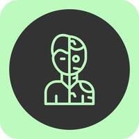 Humanoid Robot Linear Round Icon vector