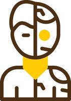 humanoide robot amarillo mentir circulo icono vector