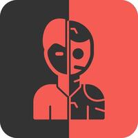 Humanoid Robot Red Inverse Icon vector