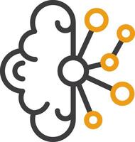 Brain Interface Line Circle Icon vector