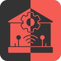 inteligente hogar rojo inverso icono vector