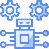 robótico proceso automatización línea lleno azul icono vector
