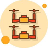 Swarm Drones Filled Shadow Circle Icon vector