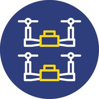 Swarm Drones Dual Line Circle Icon vector