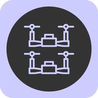 Swarm Drones Linear Round Icon vector