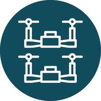 Swarm Drones Outline Circle Icon vector