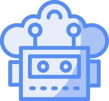 Cloud Robotics Line Filled Blue Icon vector