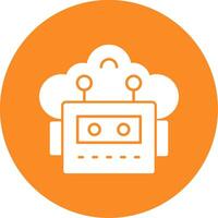 Cloud Robotics Line Circle Icon vector