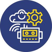 Cognitive Robotics Dual Line Circle Icon vector