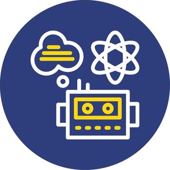 cuántico máquina aprendizaje doble línea circulo icono vector