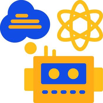 cuántico máquina aprendizaje plano dos color icono vector