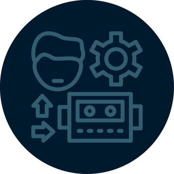 Human-Robot Interaction Line Multi color Icon vector