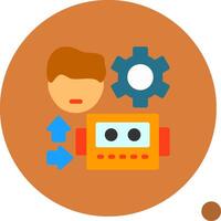 Human-Robot Interaction Flat Shadow Icon vector