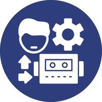 Human-Robot Interaction Glyph Circle Icon vector