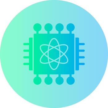Quantum Processor Gradient Circle Icon vector