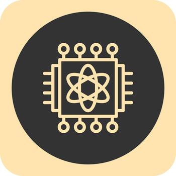 Quantum Processor Linear Round Icon vector