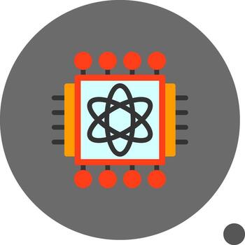 Quantum Processor Flat Shadow Icon vector