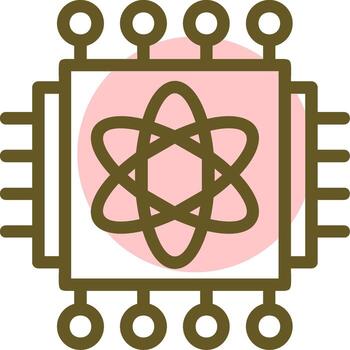 Quantum Processor Linear Circle Icon vector