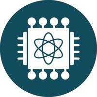 Quantum Processor Glyph Circle Icon vector