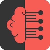 Neuromorphic Computing Red Inverse Icon vector