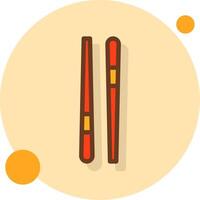 Chopstick Filled Shadow Circle Icon vector