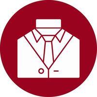 traje y Corbata representando profesional atuendo glifo circulo icono vector