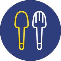 Salad Servers Dual Line Circle Icon vector