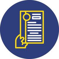Hand with resume Dual Line Circle Icon vector