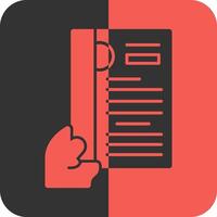 Hand with resume Red Inverse Icon vector