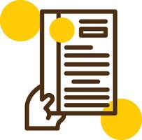 Hand with resume Yellow Lieanr Circle Icon vector