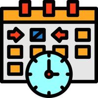 reloj indicando evento hora línea lleno icono vector