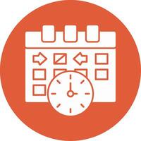 Clock indicating event time Glyph Circle Icon vector