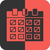 calendario con evento fecha rojo inverso icono vector