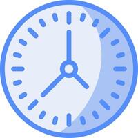 reloj línea lleno azul icono vector