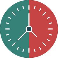 icono de dos colores de glifo de reloj vector