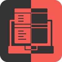 Laptop for online job applications Red Inverse Icon vector