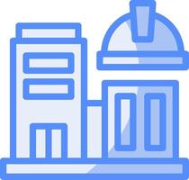 Office Building Line Filled Blue Icon vector