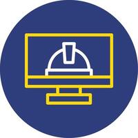 Monitor Dual Line Circle Icon vector