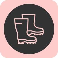 Work Boots Linear Round Icon vector