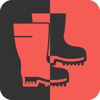 trabajo botas rojo inverso icono vector