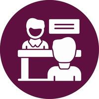 Interviewer and interviewee Glyph Circle Icon vector